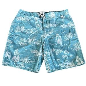 Polo Ralph Lauren Swimwear Hawaiian Hula Girl Swim Trunks Size 34 Luau Tropical